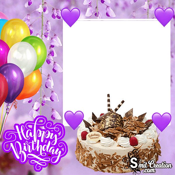 Happy Birthday Photo Frame With Cake And Balloons - SmitCreation.com ...