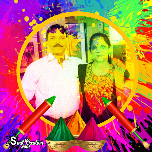 Colourful Holi Photo Frame