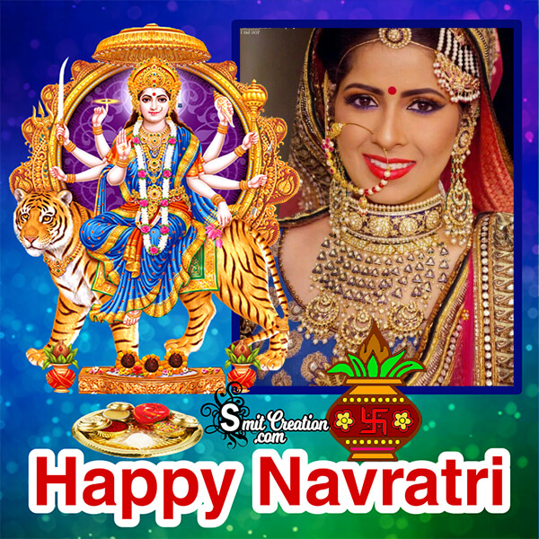 Happy Navratri Blue Frame