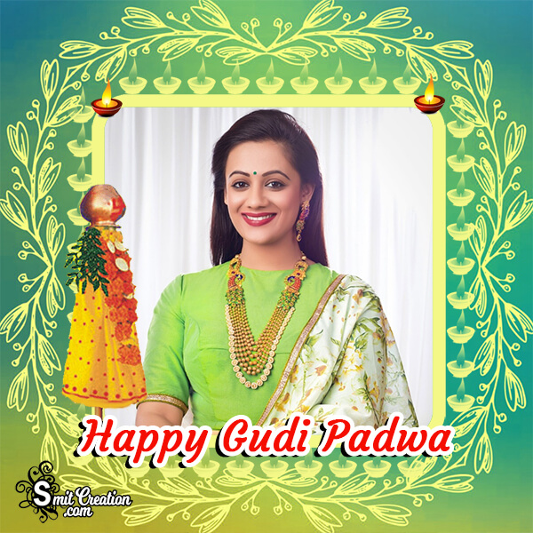 Happy Gudi Padwa Greenish Frame