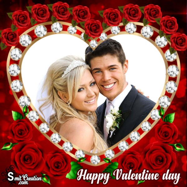 Valentine Day Heart Roses Photo Frame