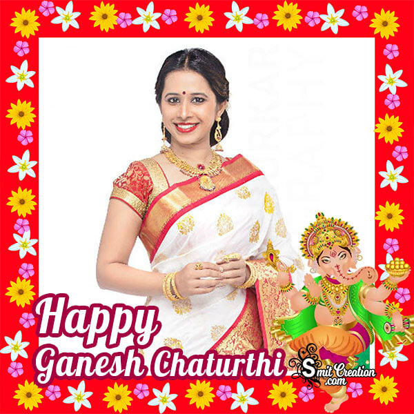 Ganesh Chaturthi Flower Border Photo Frame