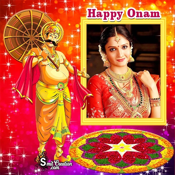 Happy Onam Glitter Photo Frame