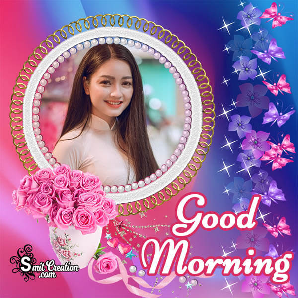 Good Morning Pink Roses Photo Frame