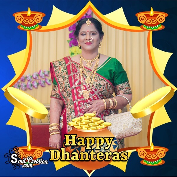 Happy Dhanteras Gold Pot Photo Frame