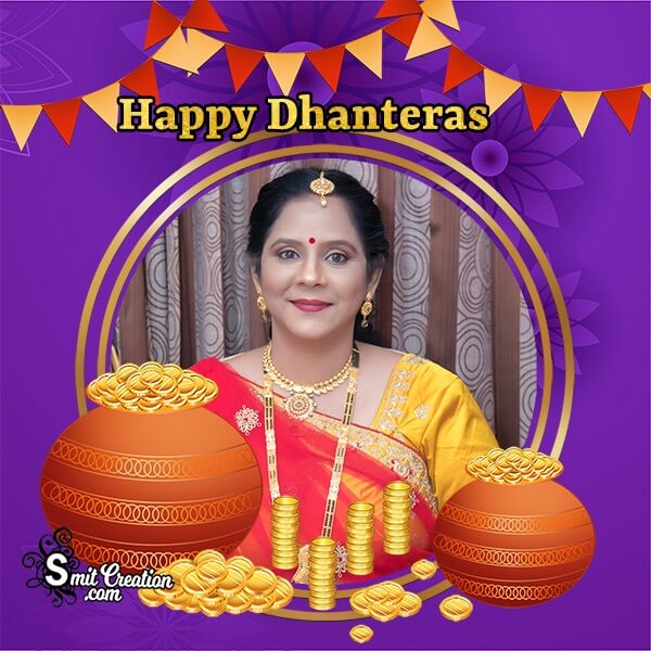 Happy Dhanteras Gold Pots Photo Frame