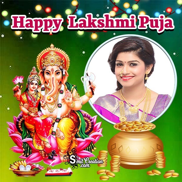 Happy Lashmi Puja Gold Photo Frame