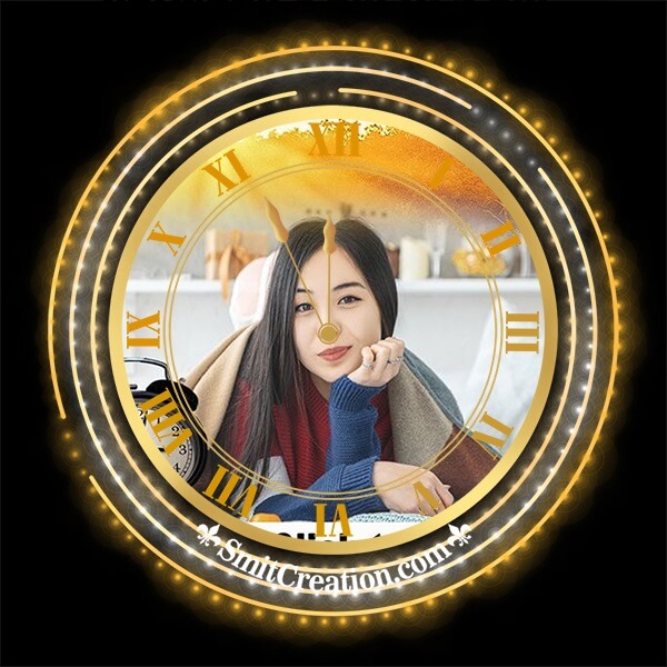 Shiny Clock Photo Frame