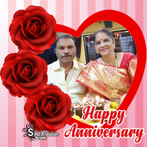 Happy Anniversary Red Roses Photo Frame Smitcreation Com Photoframe