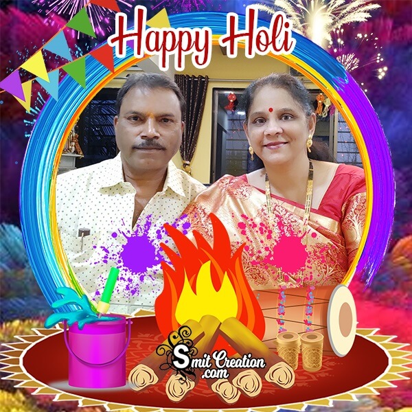 Happy Holi Bonfire Photo Frame