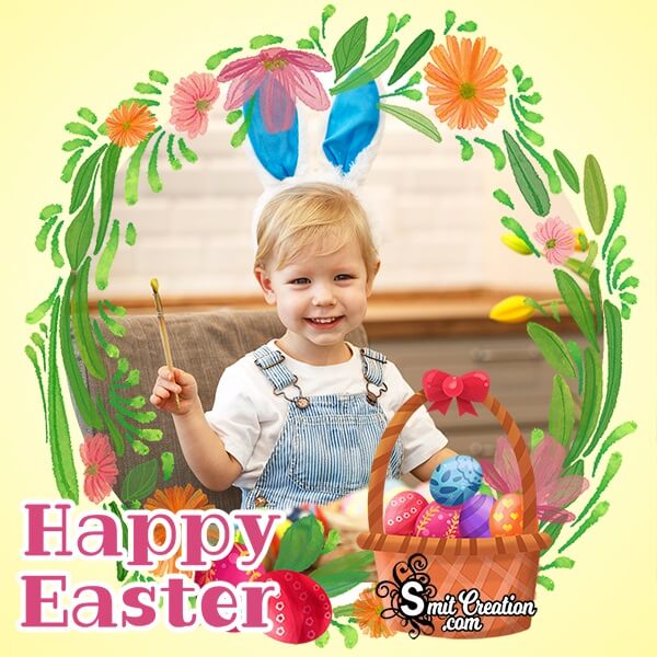 Happy Easter Floral Photo Frame