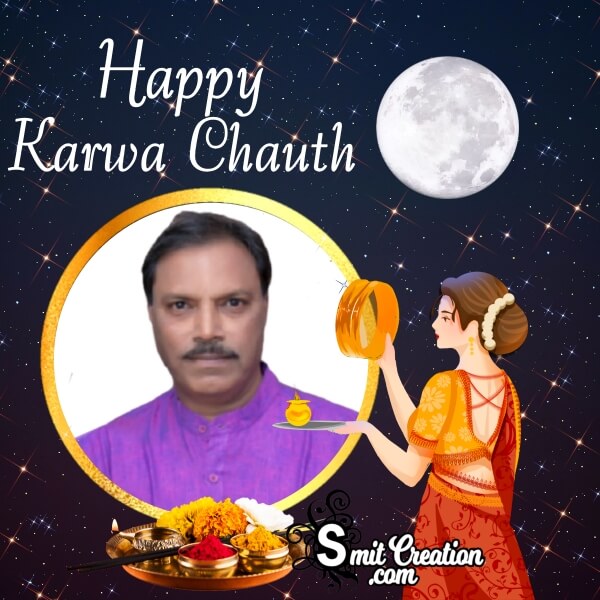 Happy Karwa Chauth Wish Photo Frame For Whatsapp