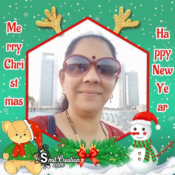 Merry Christmas Happy New Year Photo Frame