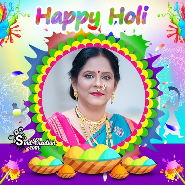 Happy Holi Photo Frame For Profile