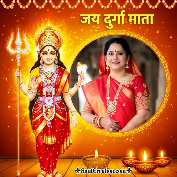 Durga Holding Gem Studded Trishul Photoframe