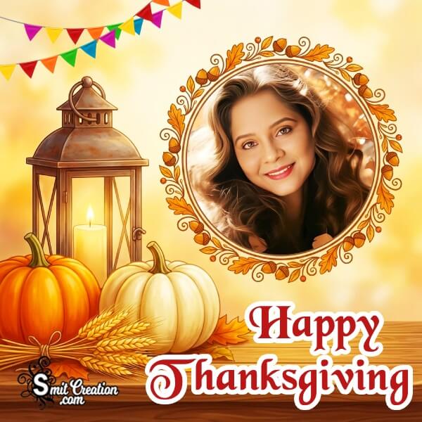 Thanksgiving Pumpkin And Lantern Photoframe