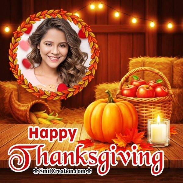 Thanksgiving Pumpkins And Apple Basket Photoframe