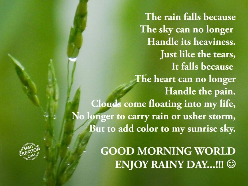 GOOD MORNING WORLD- ENJOY RAINY DAY…!!! - SmitCreation.com