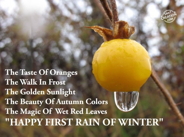 “HAPPY FIRST RAIN OF WINTER”