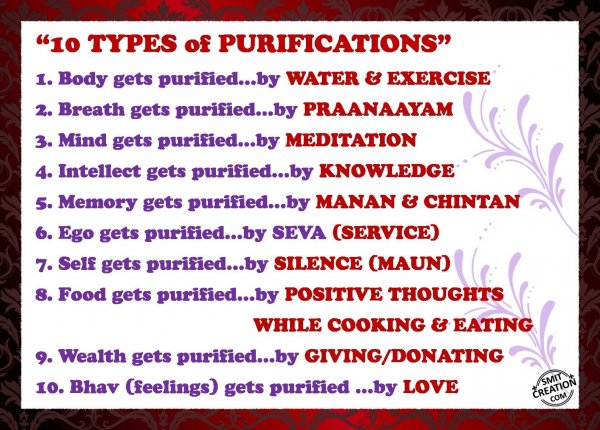 “10 TYPES of PURIFICATIONS “