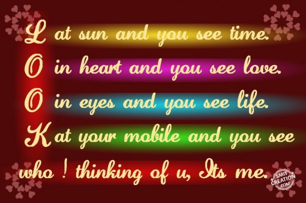 Who! thinking of you, It’s me.