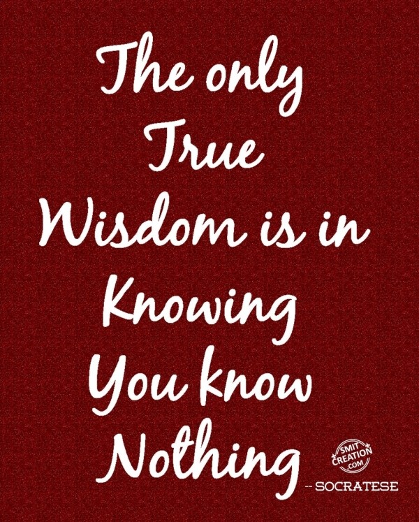THE ONLY  TRUE  WISDOM IS IN  KNOWING YOU KNOW  NOTHING