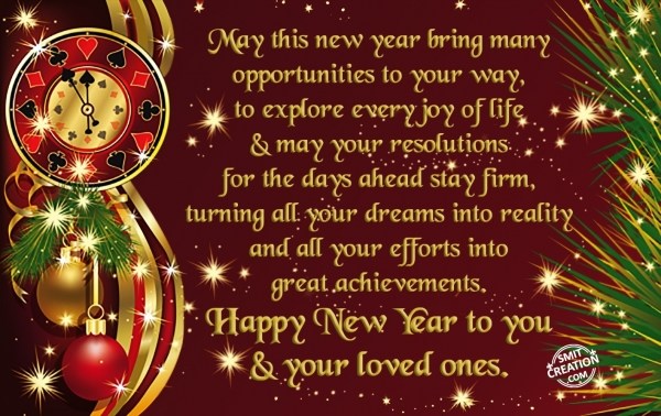 Happy New Year to you  & your loved ones