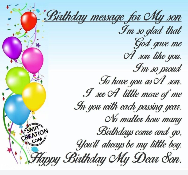 Birthday message for My son - SmitCreation.com