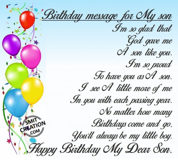 Birthday message for My son - SmitCreation.com