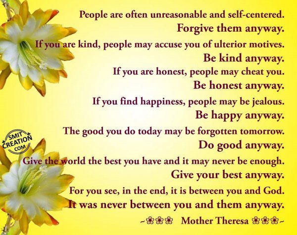 People are often unreasonable and self-centered