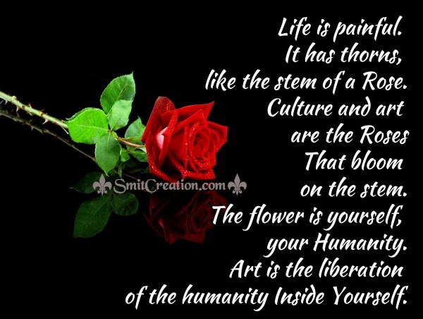 Life is painful. It has thorns,like the stem  of a Rose.