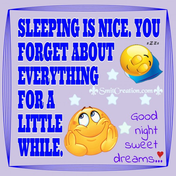 SLEEEPING IS NICE – GOOD NIGHT SWEET DREAMS