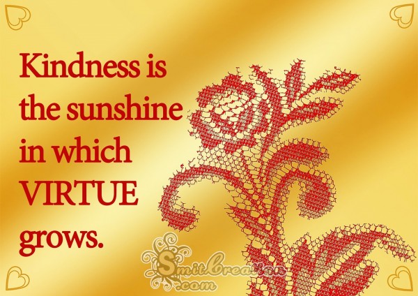 Kindness is the sunshine  in which virtue grows.