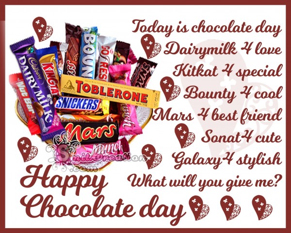 Happy Chocolate Day What will you give me