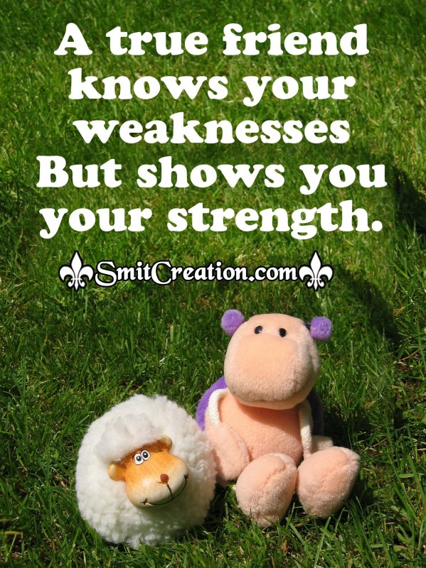 A true friend knows your weaknesses But shows you your strength