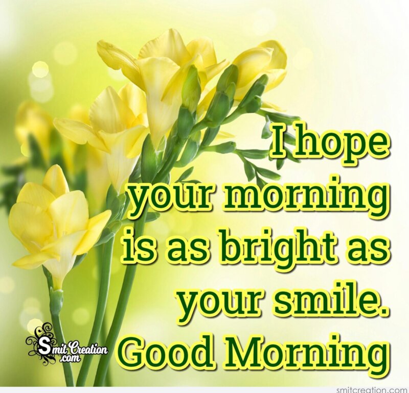 Good Morning - Your Morning Is As Bright As Your Smile - SmitCreation.com