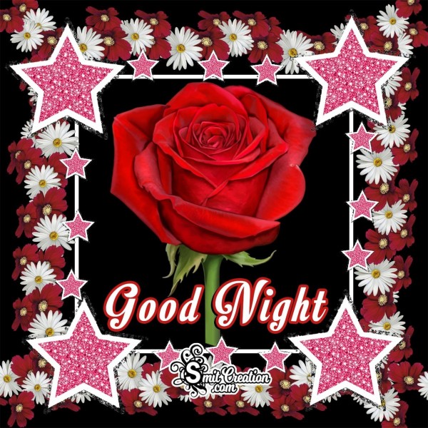 Good Night Rose Flower With Stars