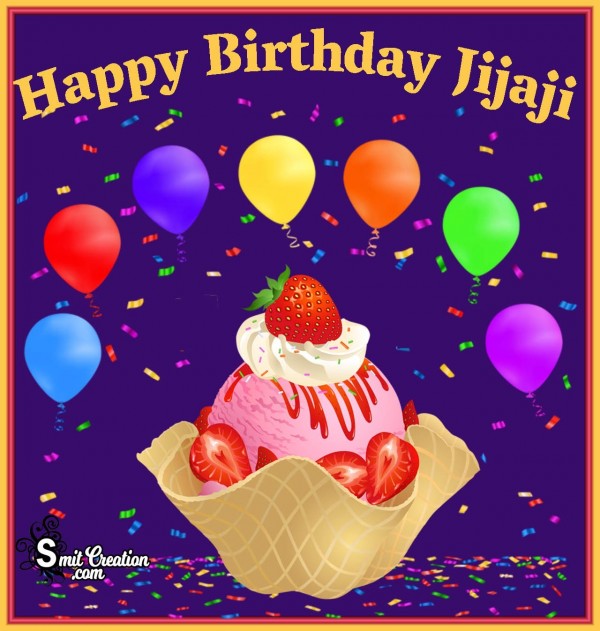 Happy Birthday Jijaji With Icecream And Baloons