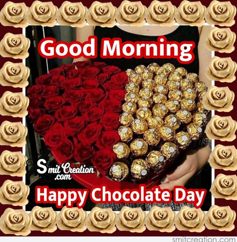 Good Morning Happy Chocolate Day Heart Bouquet - SmitCreation.com