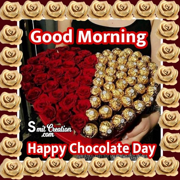 Good Morning Happy Chocolate Day Heart Bouquet