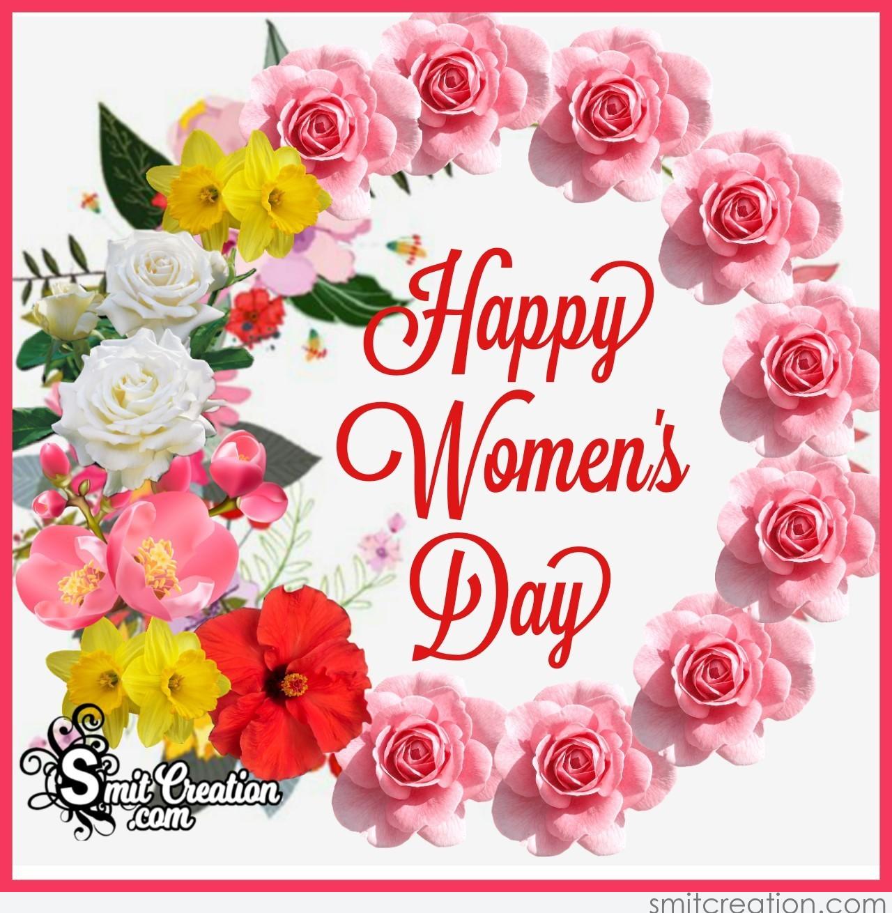 Happy Women's Day card With Flower Wreath - SmitCreation.com