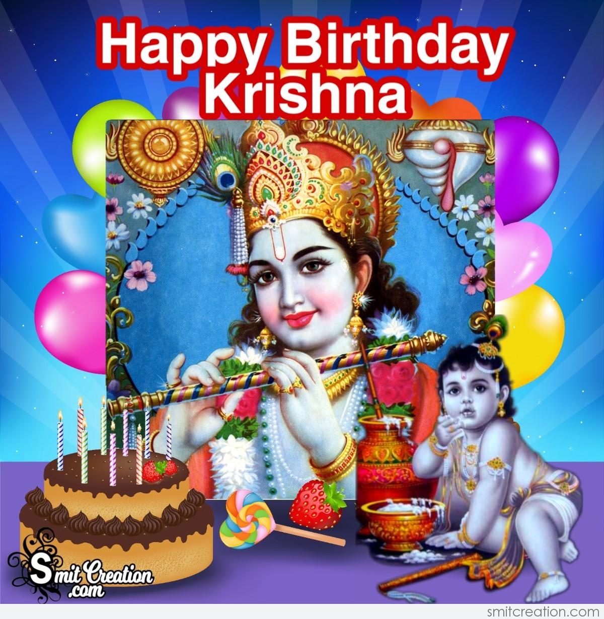 Happy Birthday Krishna Card For Wish