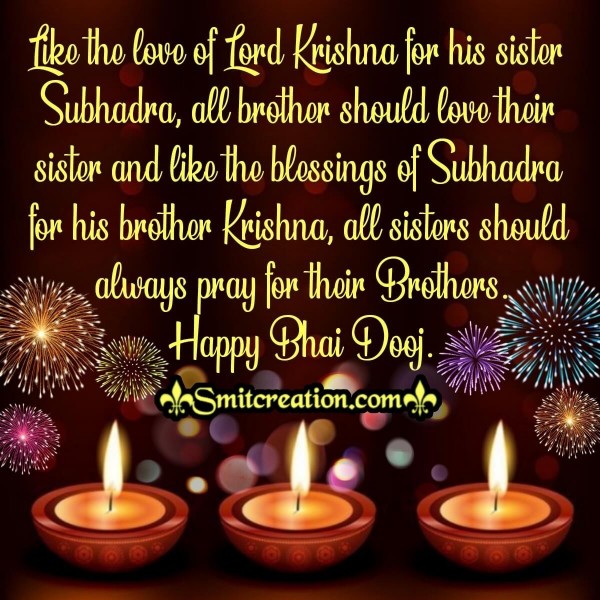 Happy Bhaidooj Quote Of Krishna And Subhadra