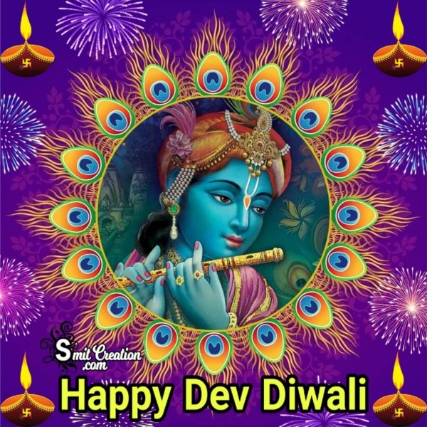 Happy Dev Diwali Image With God Krishna