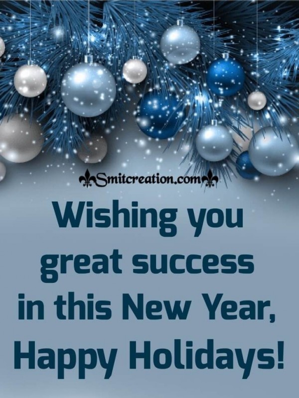 Happy Holidays Blue Ornaments Season’s Greetings Card