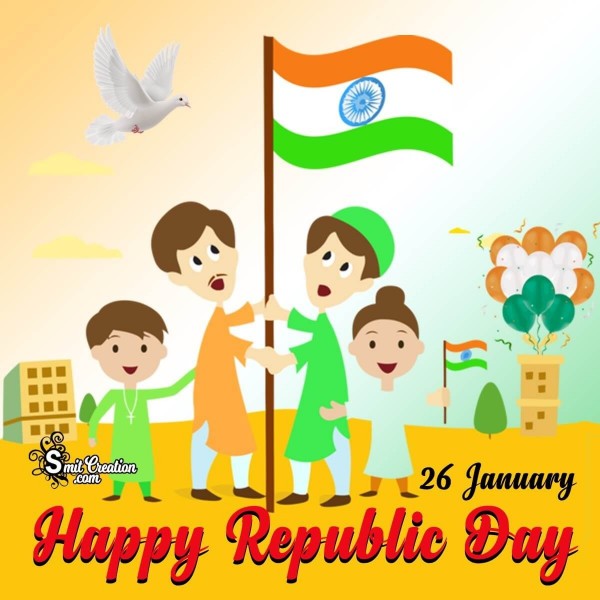 Happy Republic Day Hoisting Flag Card
