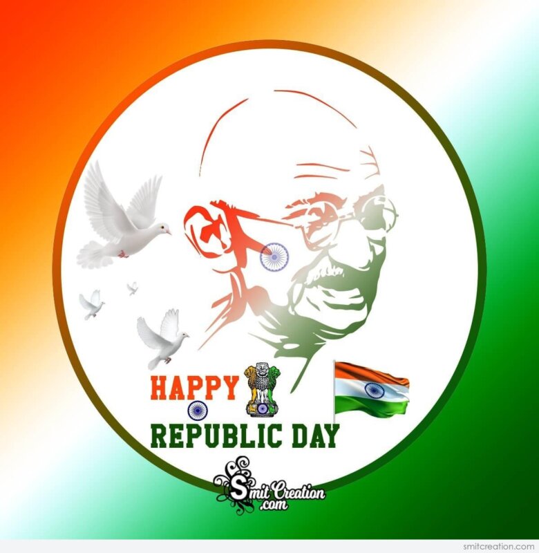 Happy Republic Day Gandhiji Card - SmitCreation.com