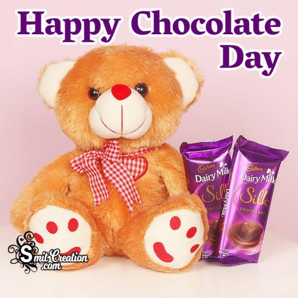 Happy Chocolate Day Card With Teddy Bear