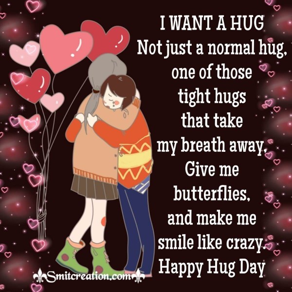 Happy Hug Day Card For Whatsapp