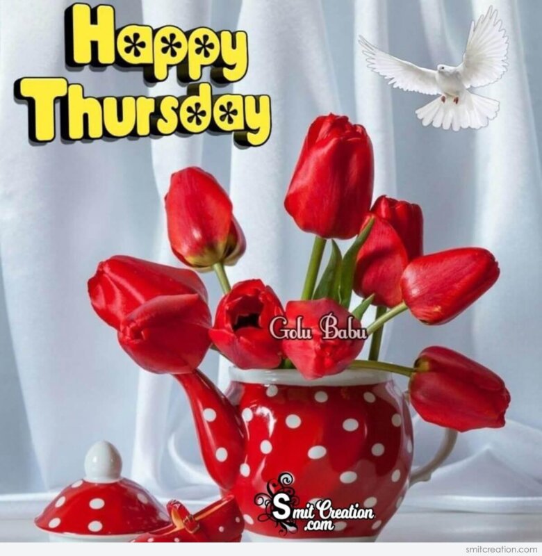 Happy Thursday Red Tulips Card - SmitCreation.com